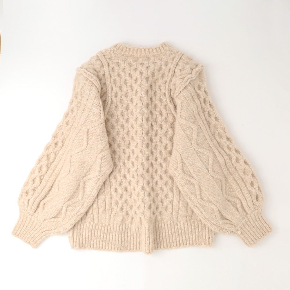 [Link Coordination SET] Cable drop shoulder knit