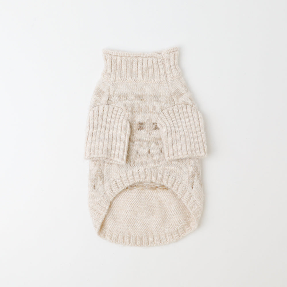 [Link Coordination SET] Nordic pattern high neck knit
