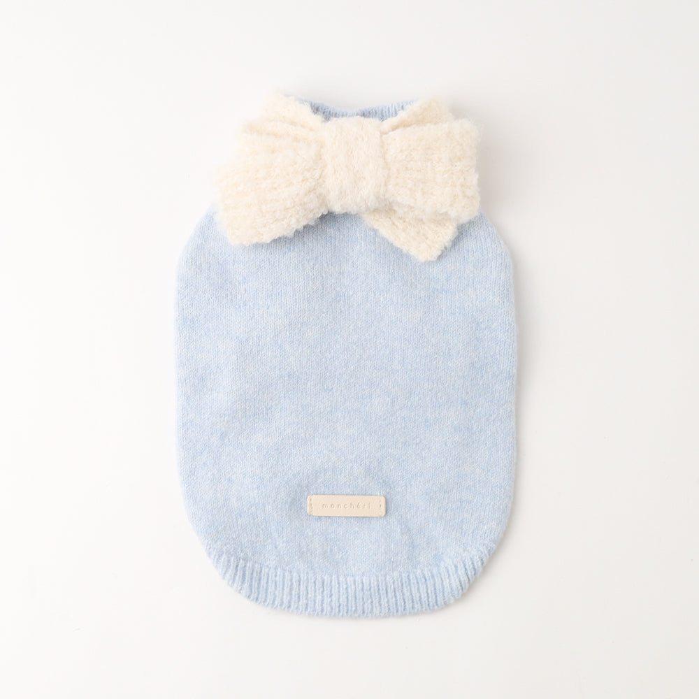 Knit tops with ribbon scarf