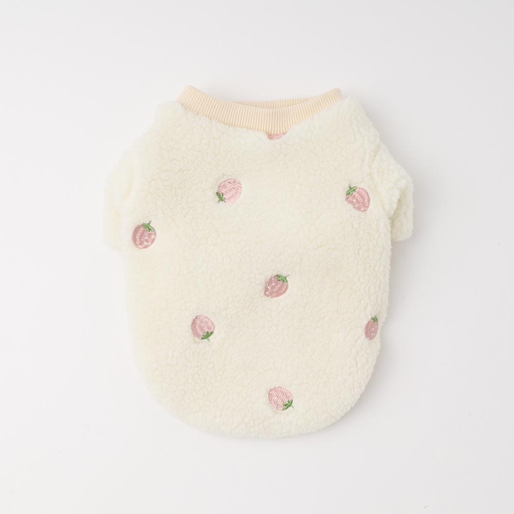 strawberry embroidery boa tops