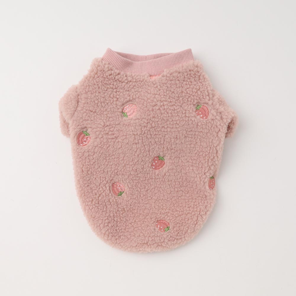 strawberry embroidery boa tops
