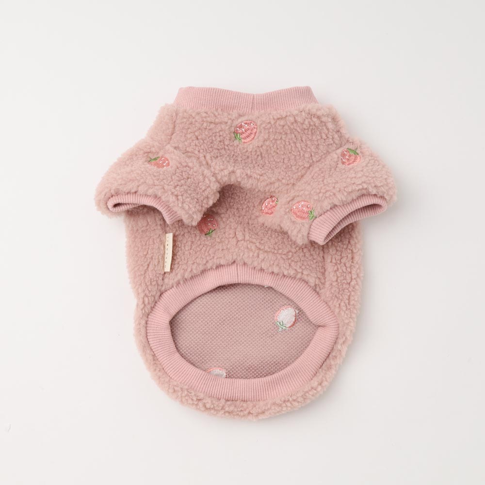 strawberry embroidery boa tops