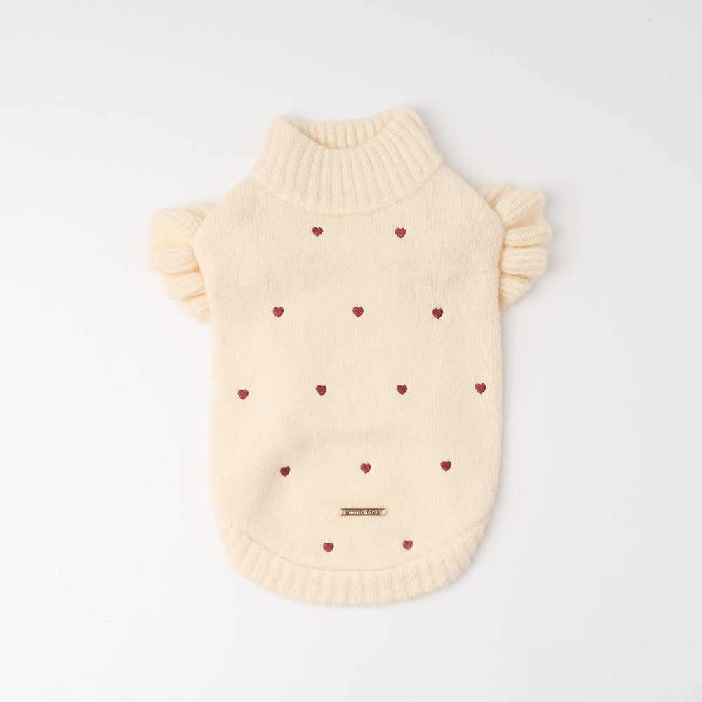 heart pattern embroidery knit