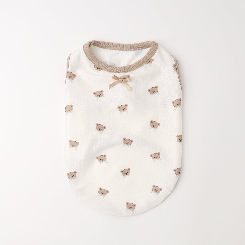 Cool mesh bear print sleeveless tops [cold pack compatible] [old model]
