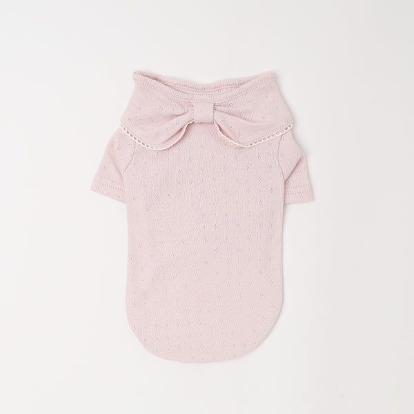 バックリボンカラーピコレーストップス