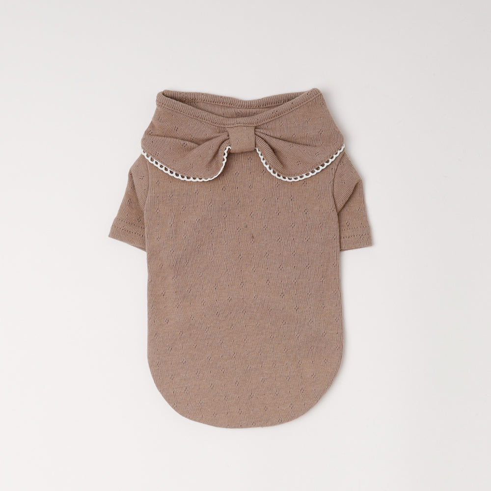 Back ribbon color pico lace top