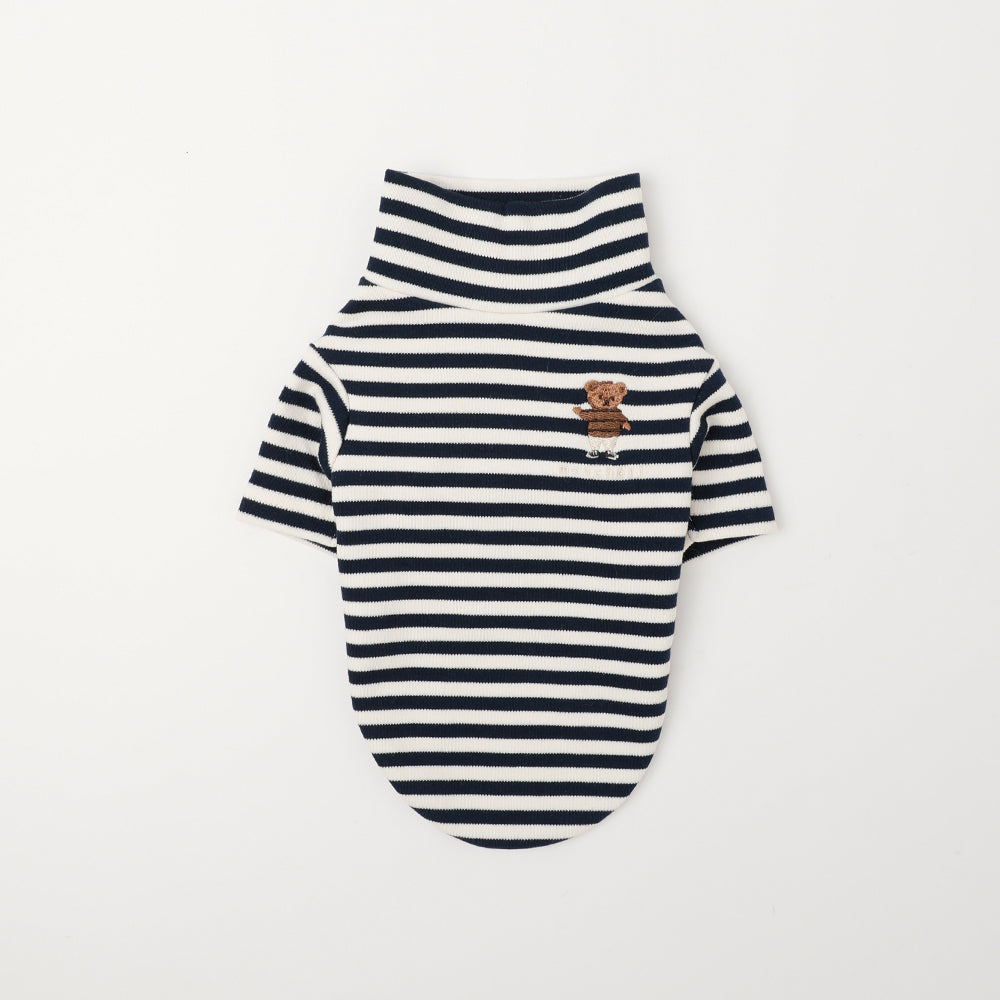 Warm border bear embroidery high neck tops