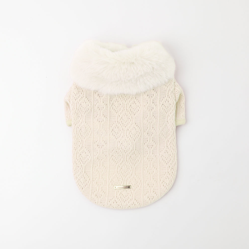 ファーカラーニットトップス