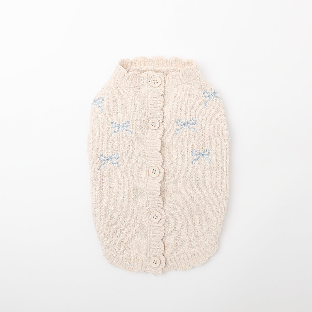 リボン刺繍スカラップカーディガン