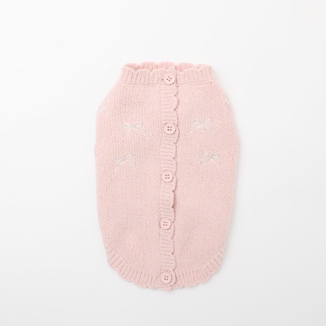 リボン刺繍スカラップカーディガン