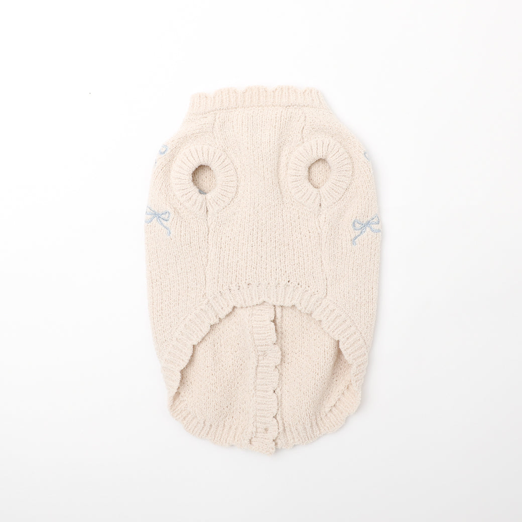 リボン刺繍スカラップカーディガン
