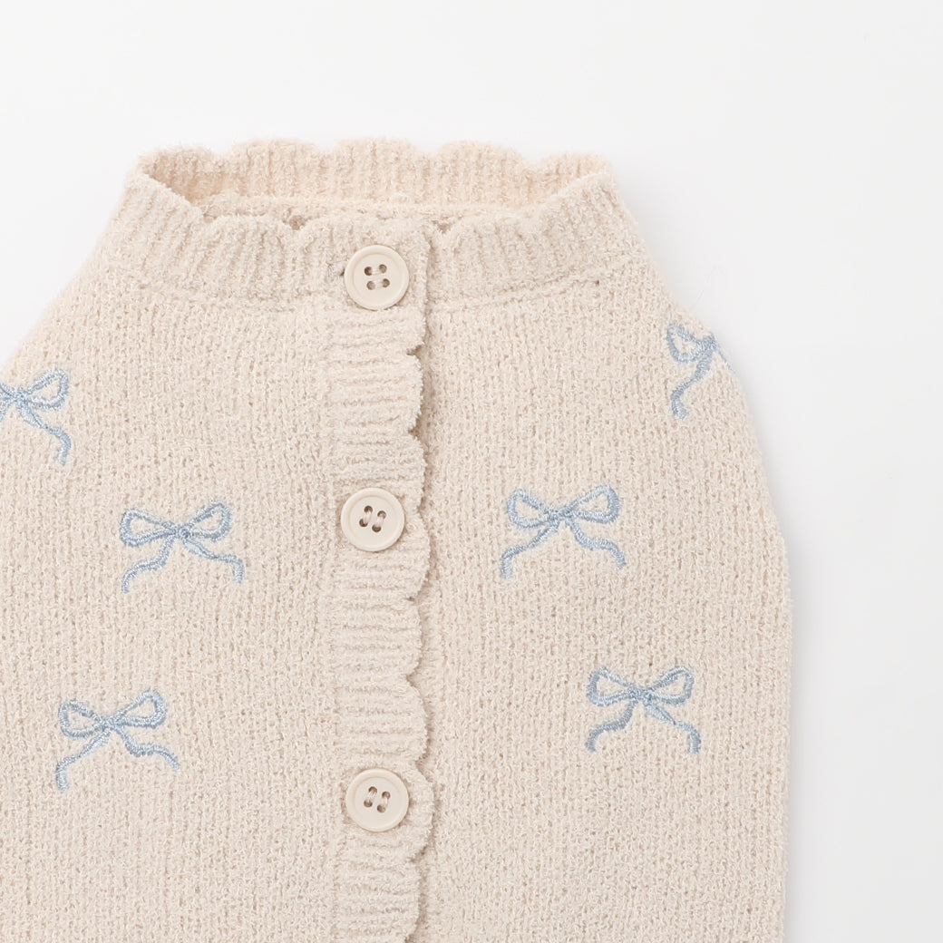 リボン刺繍スカラップカーディガン