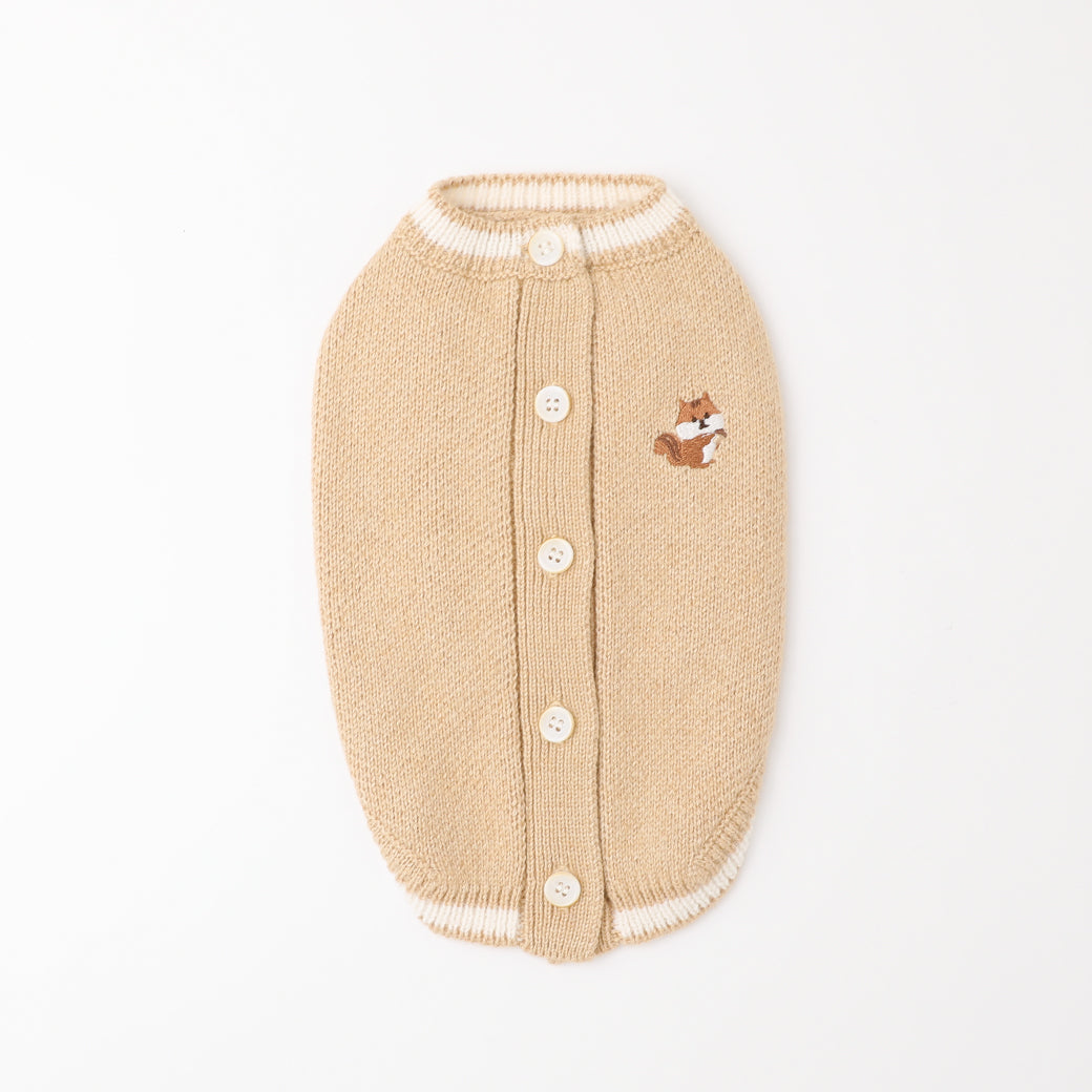 リスさん刺繍ニットベスト