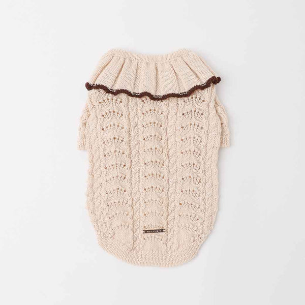 バイカラーフリル襟ニットトップス