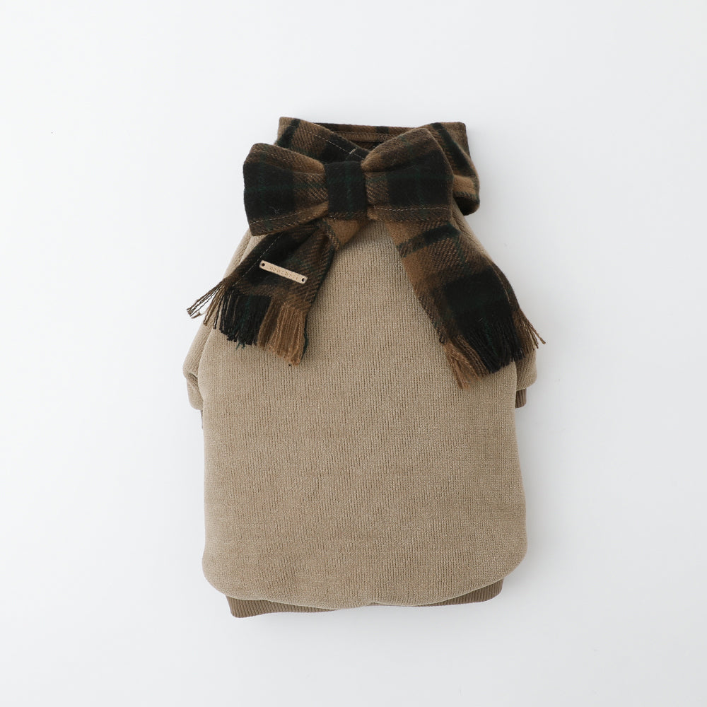 Pullover with plaid scarf