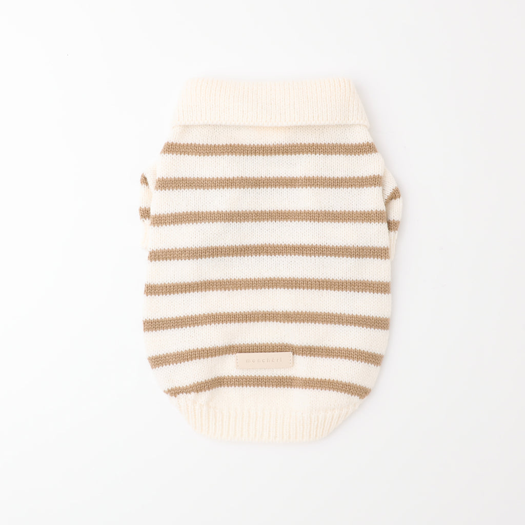 ボーダー襟付きニットトップス