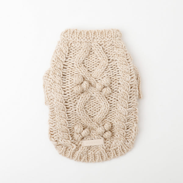 ケーブルポンポンドロップショルダーニット（愛犬ちゃん用）