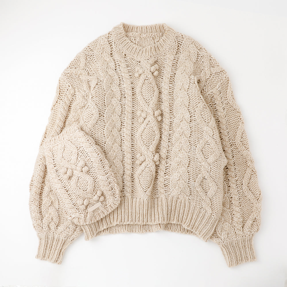 リンクコーデSET】ケーブルポンポンドロップショルダーニット – moncheri