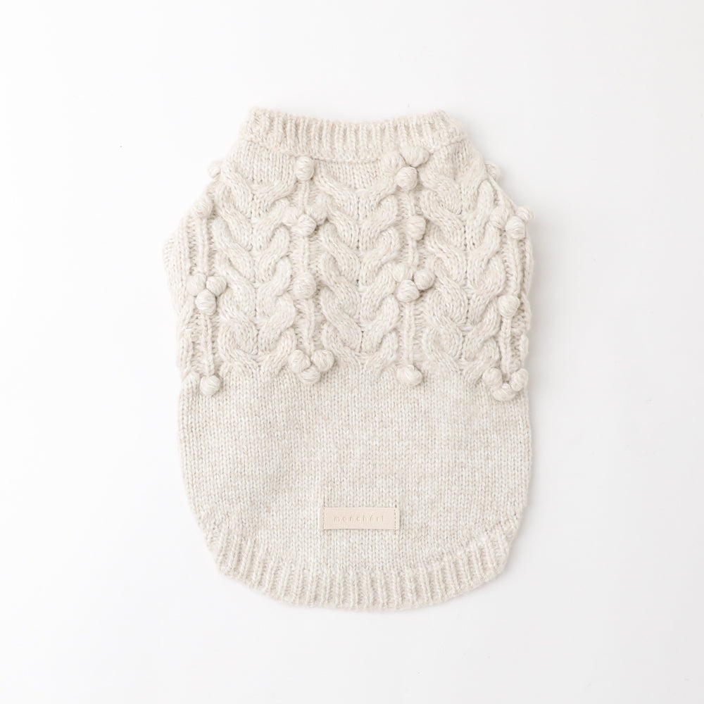 ケーブル編みポコポコニットトップス