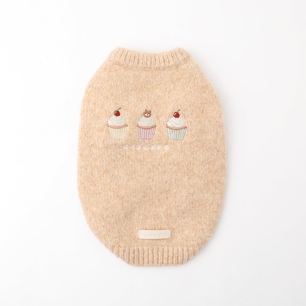 カップケーキ刺繍ニットベストトップス