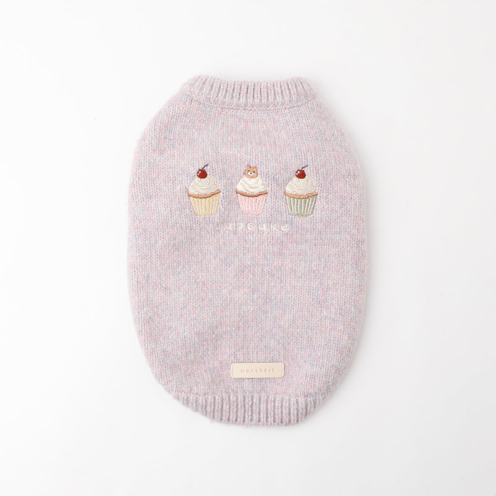 Cupcake embroidery knit vest tops