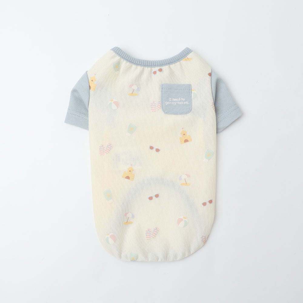 冷感サマープリントバイカラーTシャツ【保冷剤対応】