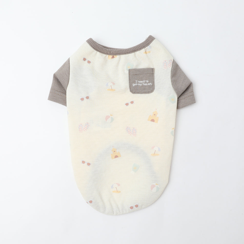 Cool summer print bicolor T-shirt [cold pack compatible]