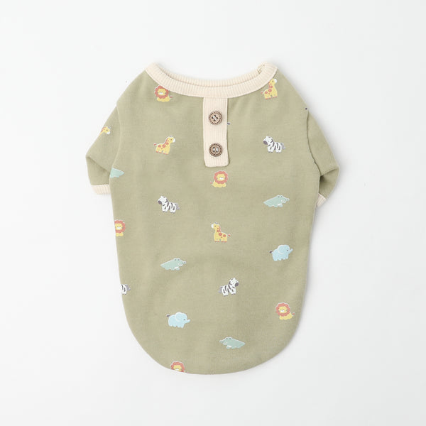 アニマル柄バイカラートップス