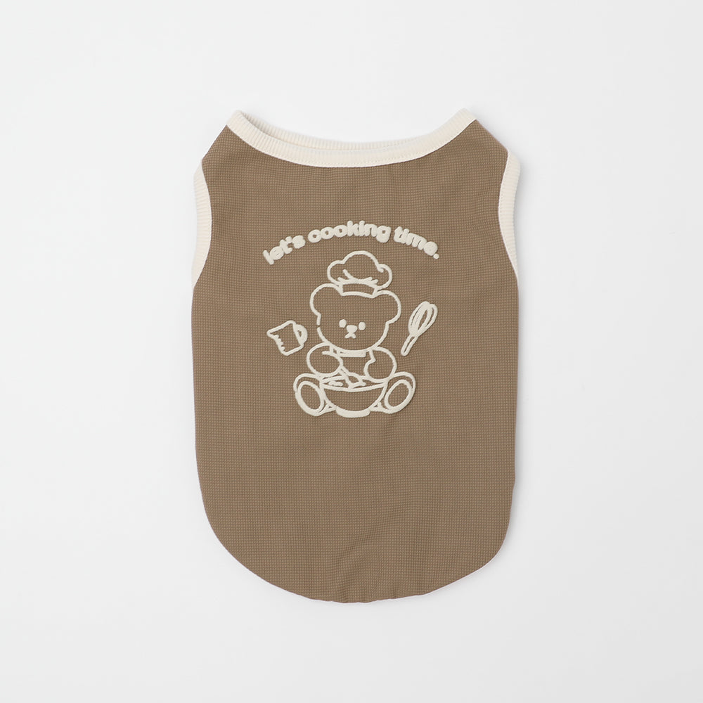Cool Insect Repellent Cooking Bear Plump Print Sleeveless Top [Compatible with ice packs]