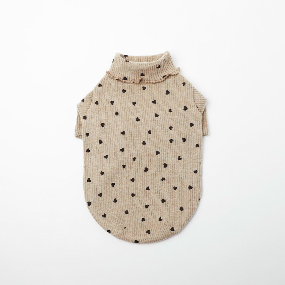 Heart pattern ribbed mellow tops