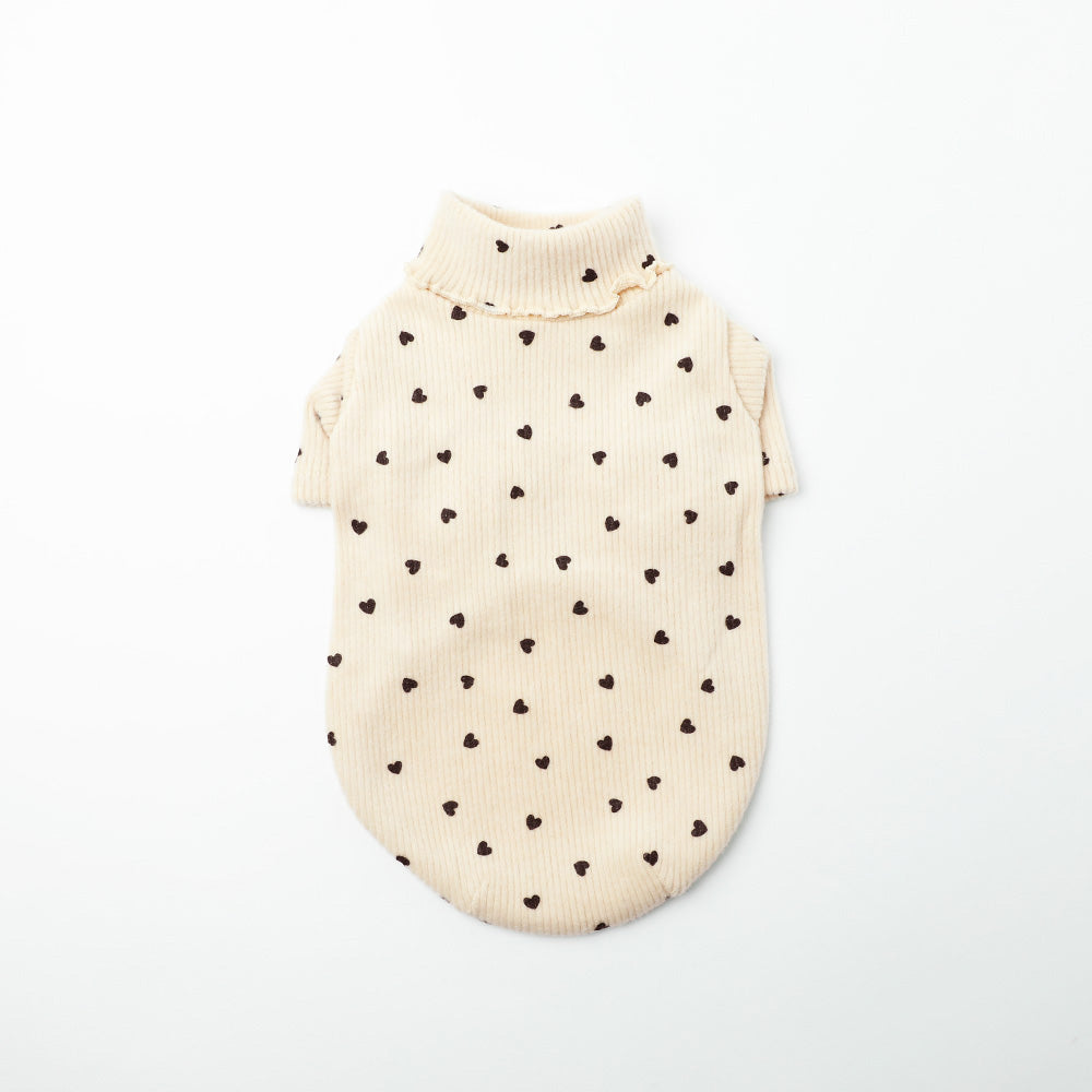 Heart pattern ribbed mellow tops