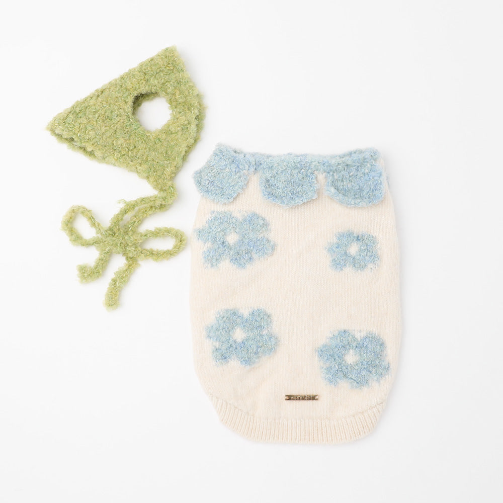 Flower Jacquard Knit Top + Babushka SET
