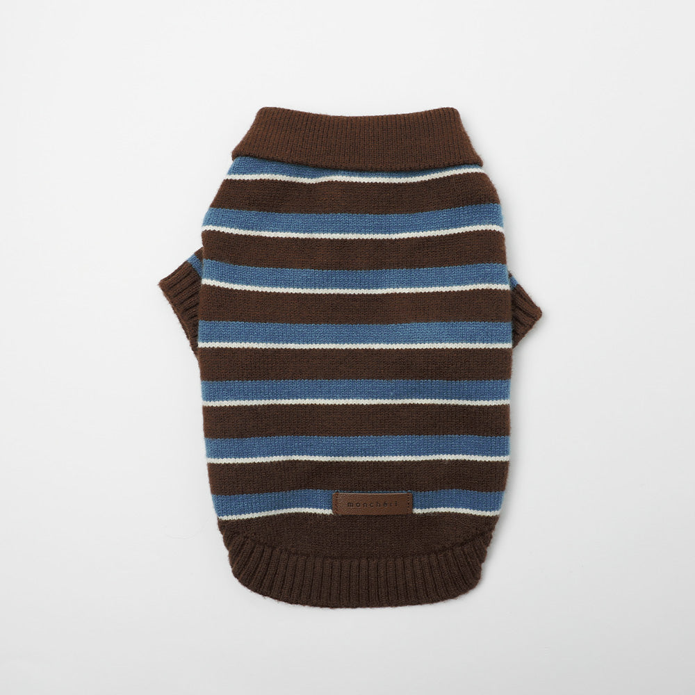 Multi-border knit top with collar