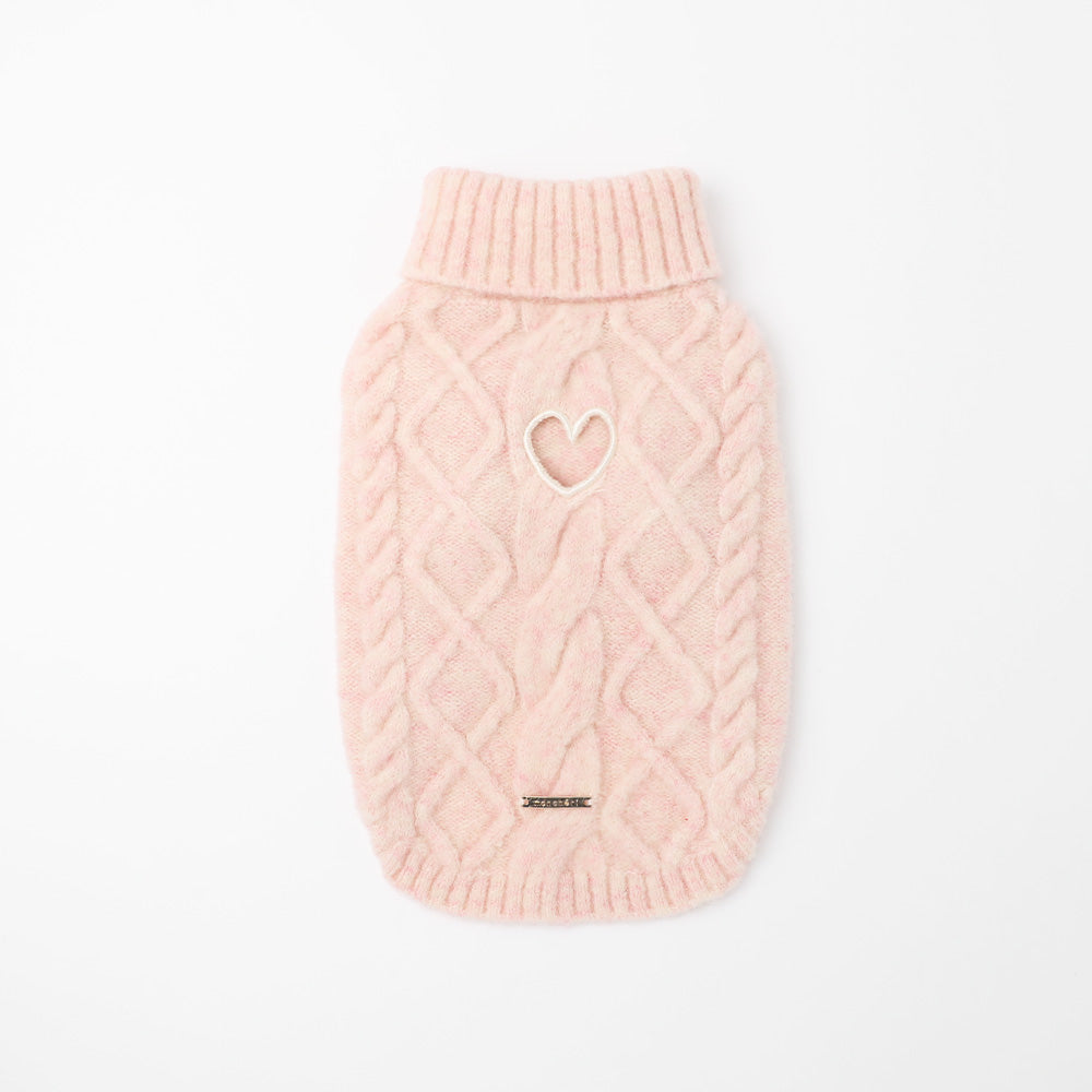 Heart-cut work knit tops