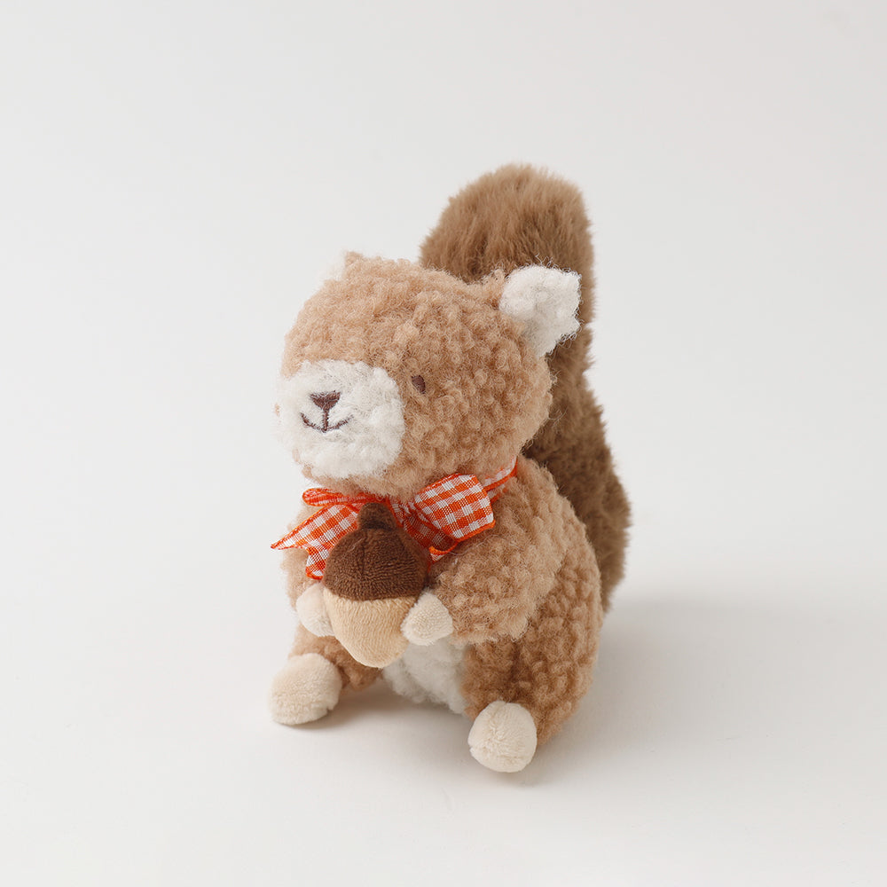 Squirrel gingham check ribbon plush toy