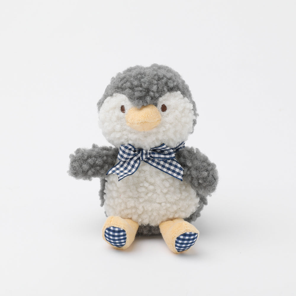 ペンギンさんギンガムチェックリボンぬいぐるみ