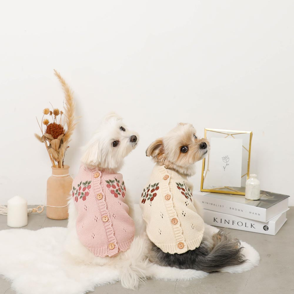PINKHOUSE　テリア　ベージュ　犬　ニット　刺繍 ROPE' PICNIC（ロペ ピクニック） 犬 服 「DOG」スエットライク刺繍