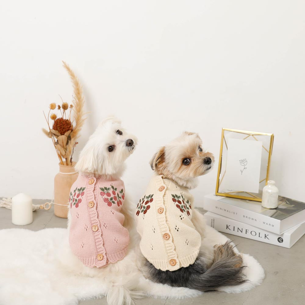 Brussels embroidery scalloped cardigan