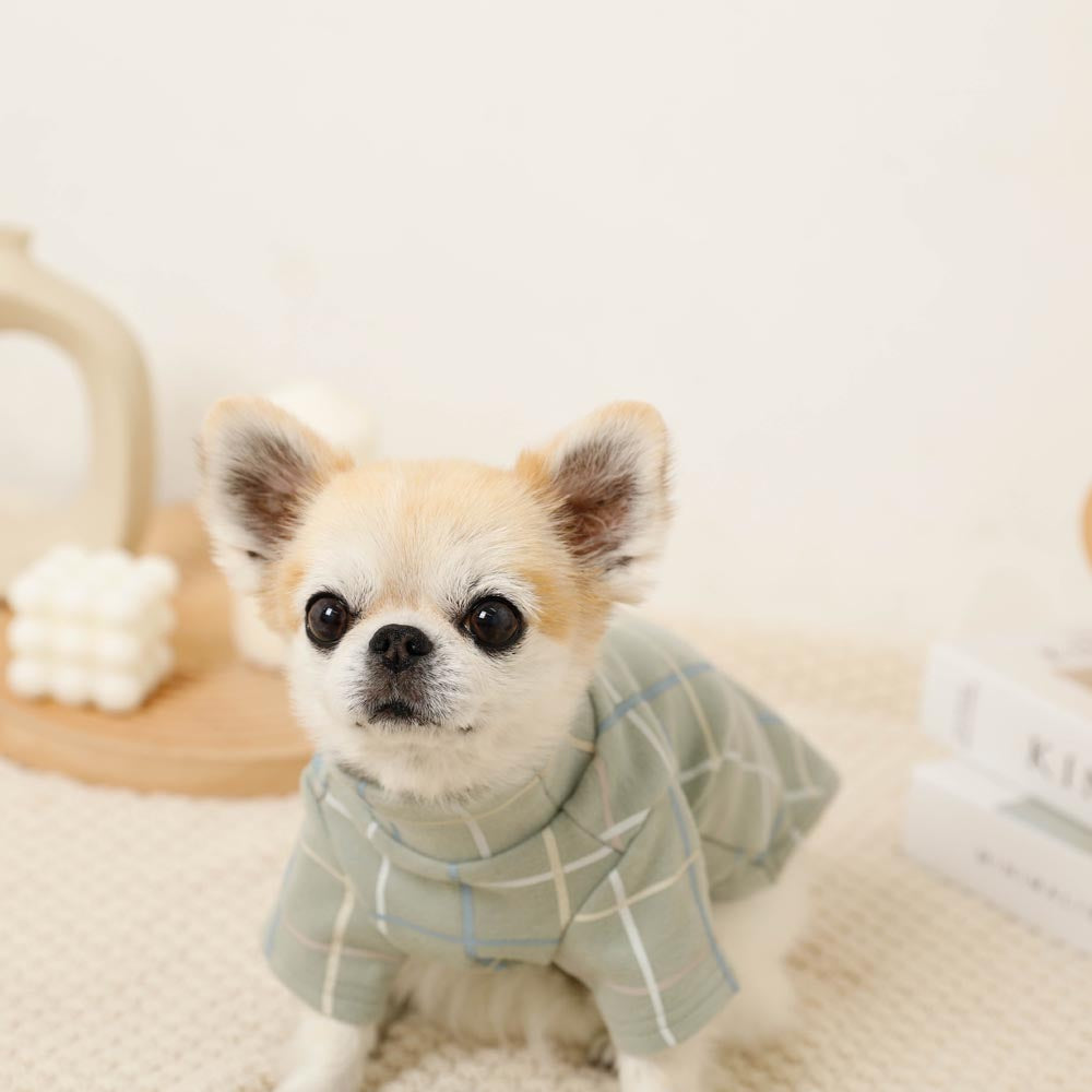 Multi-plaid high neck rib top