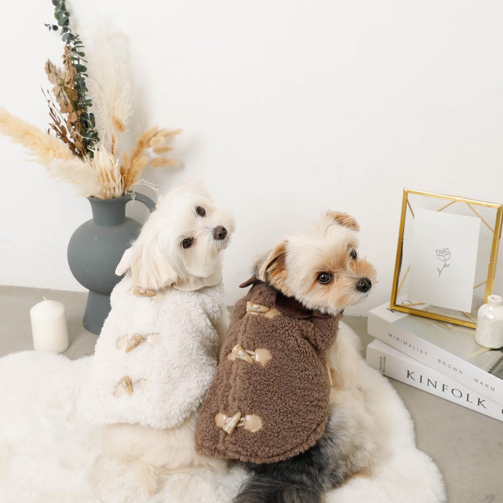 Ruffled color toggle button boa vest