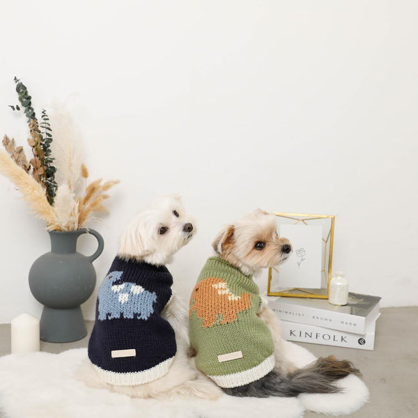 恐竜柄ニットベストトップス