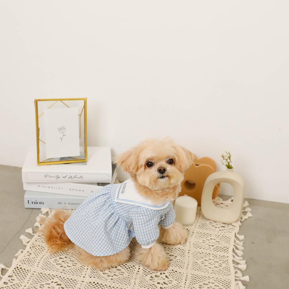冷感セーラーギンガムチェックワンピース【名入れ刺繍対応】
