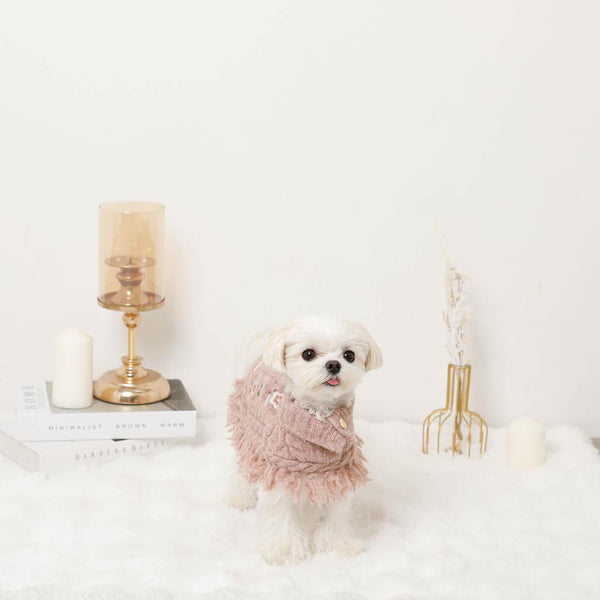 フラワー刺繍ケーブルニットポンチョ