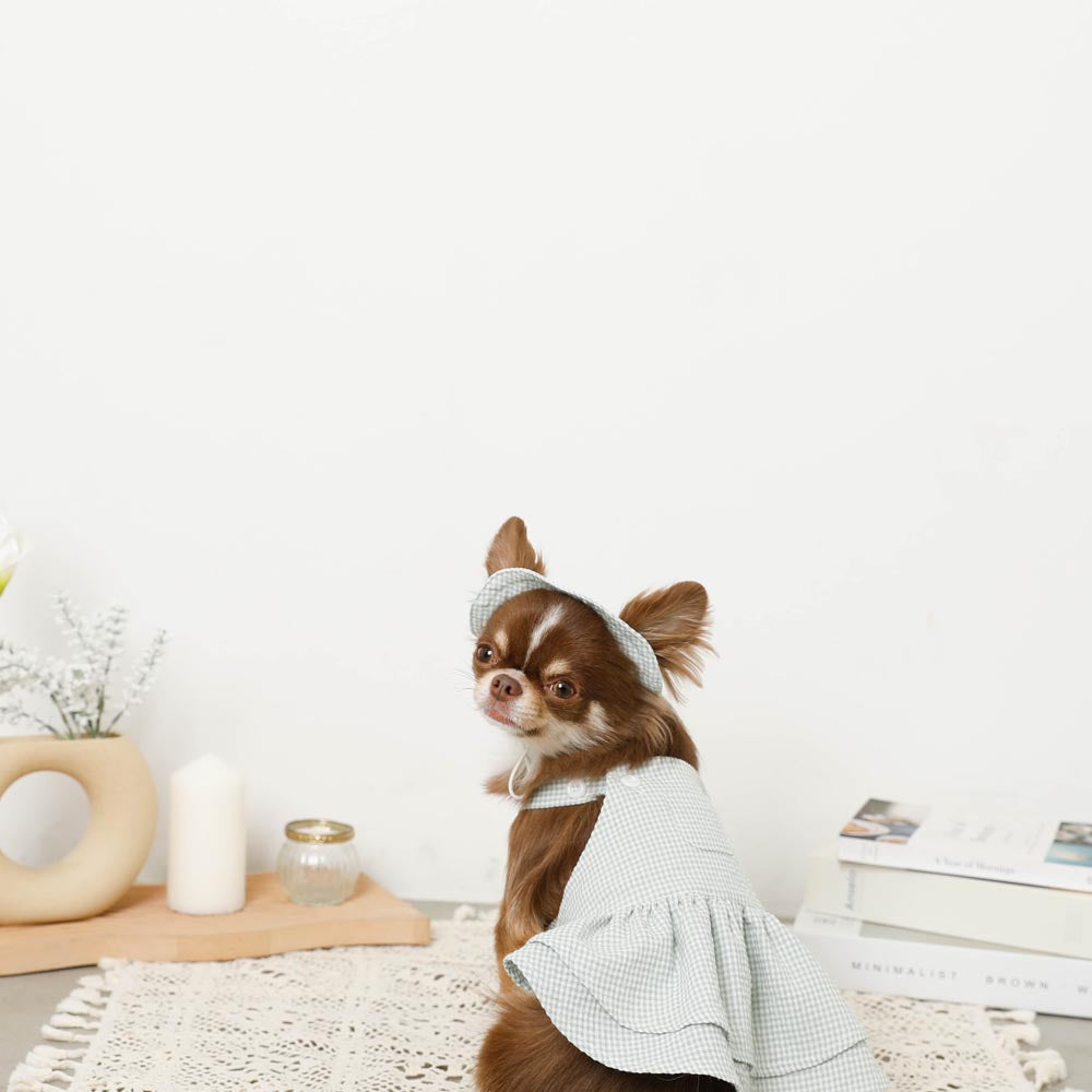 Cool gingham check tiered dress + bucket hat SET