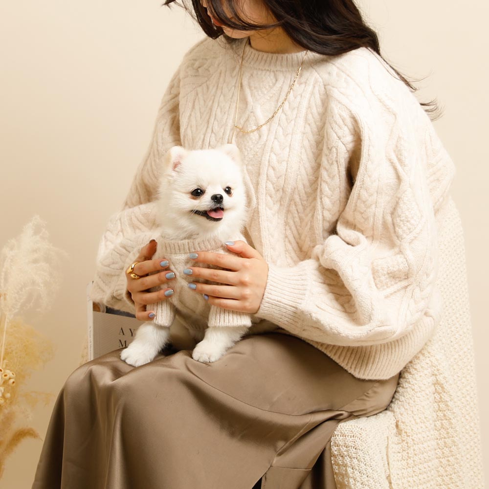 ケーブルアラン編みニット（愛犬ちゃん用）