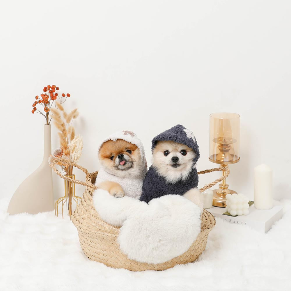 Star pattern fluffy knit rompers