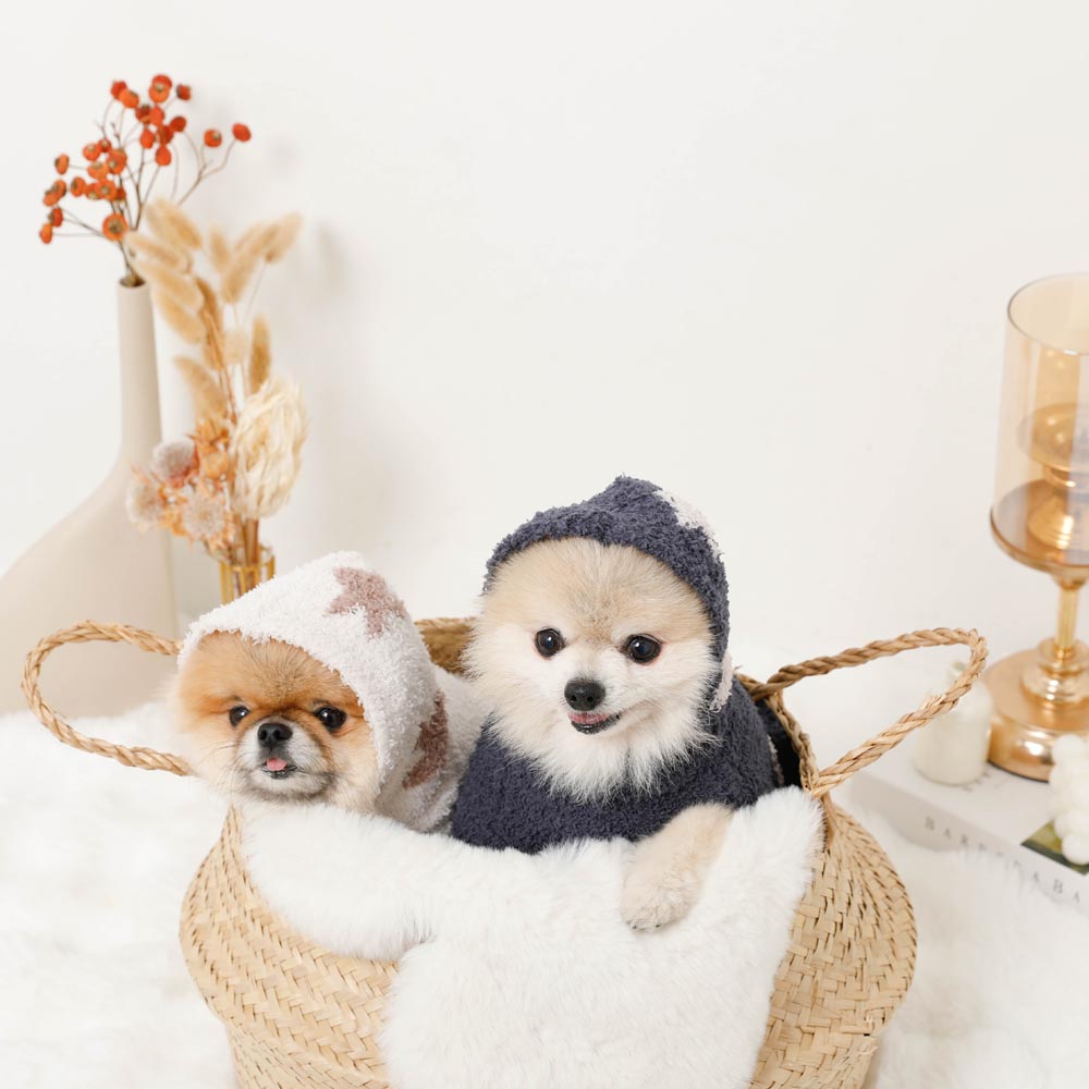 Star pattern fluffy knit rompers