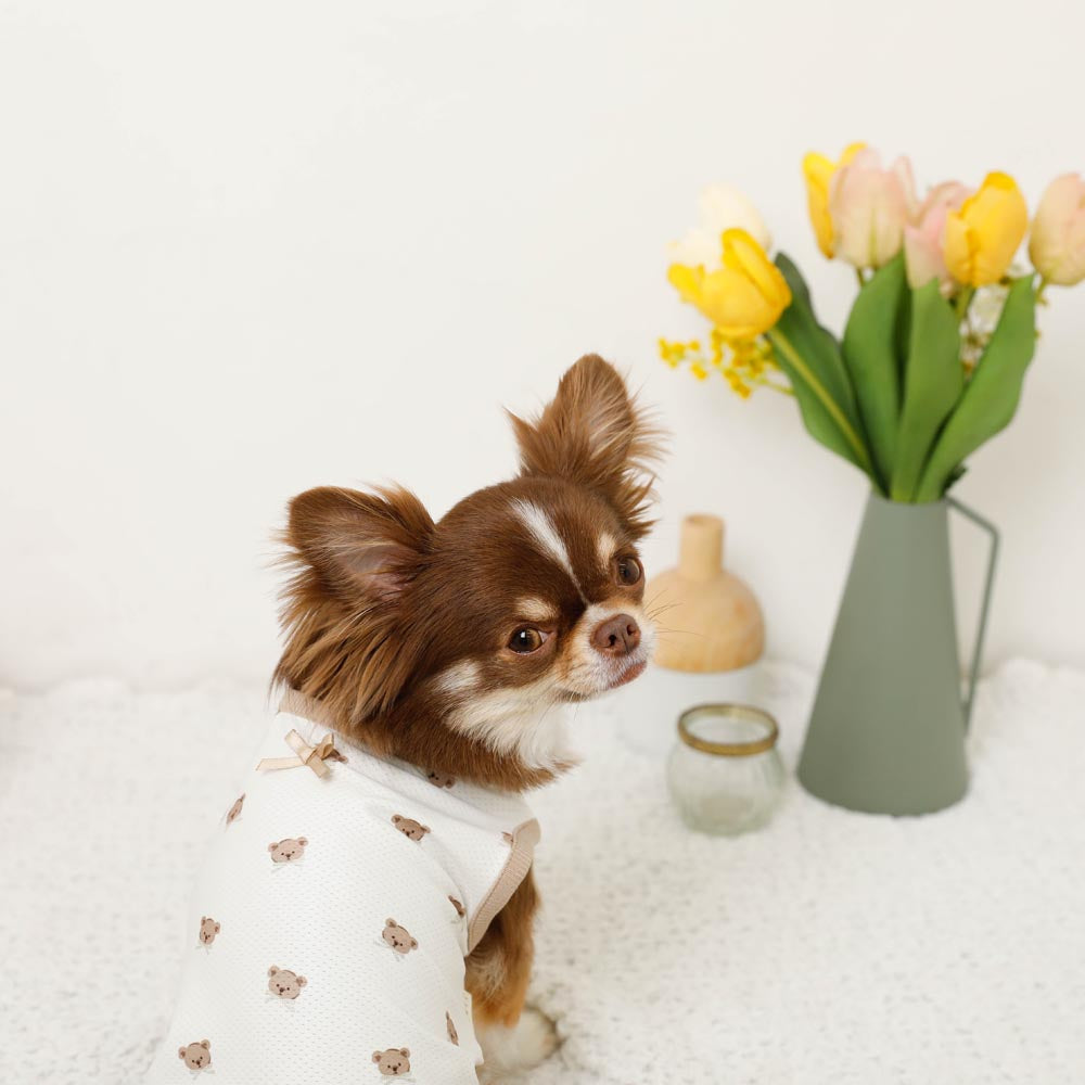 冷感メッシュくまさんプリントノースリーブトップス【保冷剤対応】