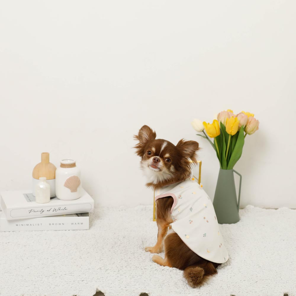 冷感フルーツ柄プリントノースリーブボタン付きトップス