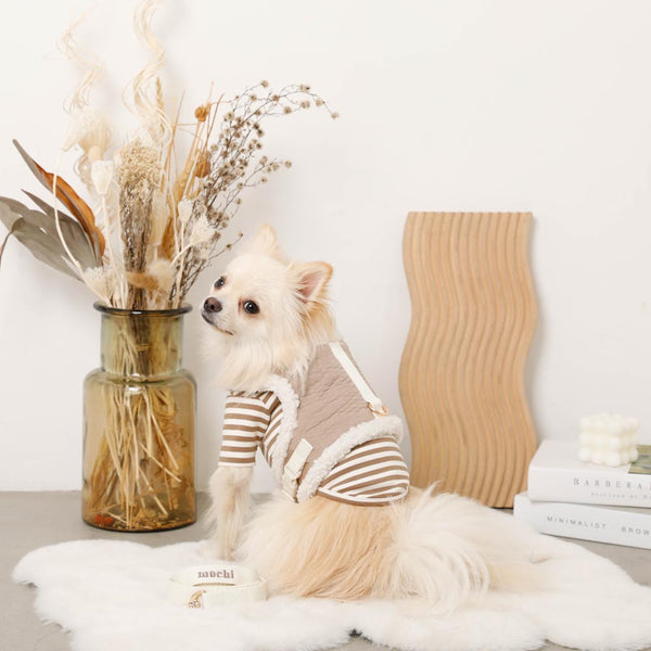 キルティングボアハイネックハーネス+リードSET【名入れ刺繍対応】